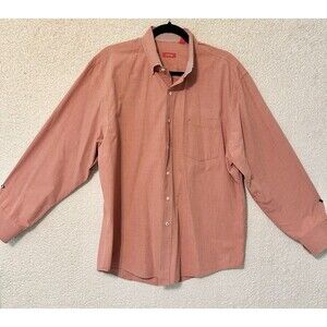 IZOD Dress Shirt Mens L 100% Cotton Long Sleeve Collared Button‎ Down